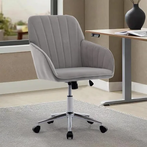 Miniatura 20 de Silla de escritorio de terciopelo para oficina en casa, moderna silla ajustable para computadora, silla giratoria, bonitas sillas de tocador