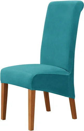 Miniatura 9 de Funda de terciopelo para silla de comedor, funda elástica para sillas grandes, fundas para sillas de respaldo alto (Bianco, paquete de 1)