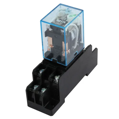 Miniatura 2 de Uxcell a15062300ux0219 IEC255 DC relé de potencia electromagnética DPDT de bobina de 8 pines y 12 V con base de zócalo