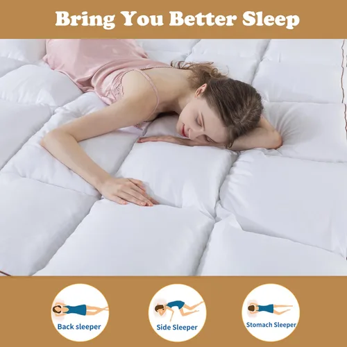 Miniatura 4 de WhatsBedding Cubrecolchón de espuma viscoelástica de 4 pulgadas, tamaño Queen, relleno de espuma viscoelástica triturada y esponjosa, cubrecolchón