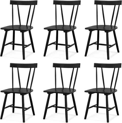 Miniatura 10 de NAFORT Juego de 2 sillas de comedor de madera, sillas Windsor modernas con respaldo de eje alto, asiento contorneado grande, carga máxima de 330