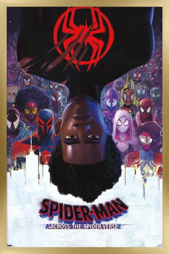 Marvel Spider-Man: Across the Spider-Verse - Póster oficial de pared de una hoja, 34 pulgadas de largo x 22.4 pulgadas de ancho, versión enmarcada