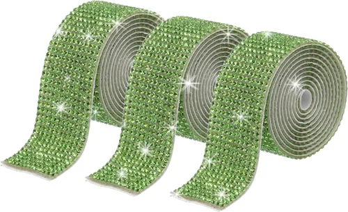 Miniatura 72 de MECCANIXITY 3 rollos de cinta de diamantes de imitación autoadhesiva de 3 yardas y 0.315 in para proyectos de artes y manualidades, pasteles de Beige
