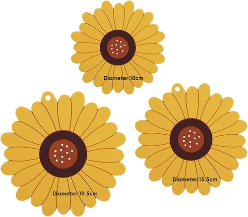 Sunflower Trivet Mat Silicone Hot Pot Holder Hot Pads for Table and Countertop, Soft Rubber Multi-Use Trivets for Pots & Hot Dish, Non Slip Coasters
