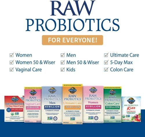 Miniatura 8 de Garden of Life Probióticos para mujeres y hombres – Probióticos crudos para el cuidado del colon 50 mil millones de UFC y enzimas, estable una vez