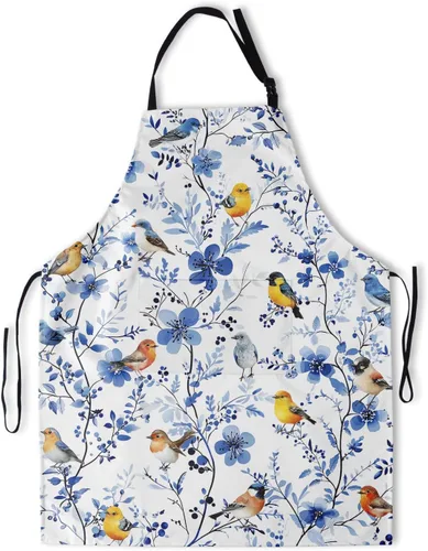 Miniatura 29 de Delantal resistente a las manchas con cuello ajustable y bolsillos para adultos unisex, mujeres, hombres, chef, horneado, cocina, barbacoa, parrilla