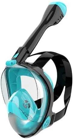 Máscara de esnórquel de cara completa, equipo de buceo para adultos y niños con vista panorámica de 180°, diseño antivaho y soporte para cámara