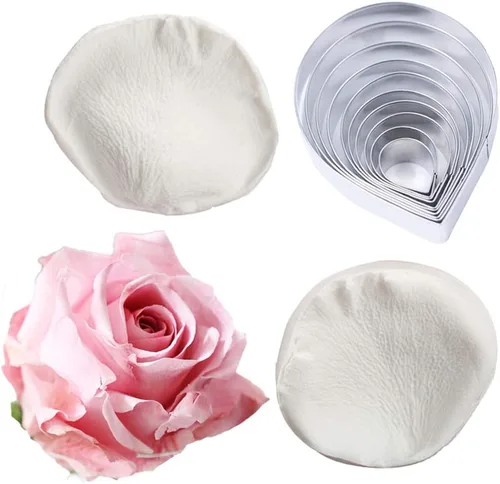 Miniatura 10 de KALAIEN Molde de pasta de goma de pétalo de hoja de pétalos de azúcar, herramientas de artesanía de rosa, vetas dobles Rose Petal