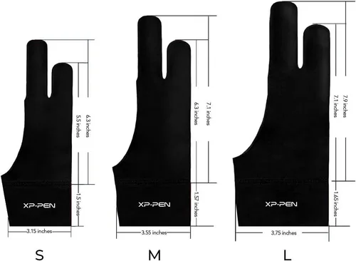 Miniatura 2 de XP-Pen, guante de lycra profesional, artista para monitor gráfico, tablet, dibujo, apto para mano izquierda o derecha (S/M/L, color negro), Licra
