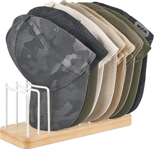 Miniatura 9 de Mkono Organizador de sombreros para gorras de béisbol, soporte para sombreros para 10 gorras de béisbol, soporte para sombreros de mesa, organizador