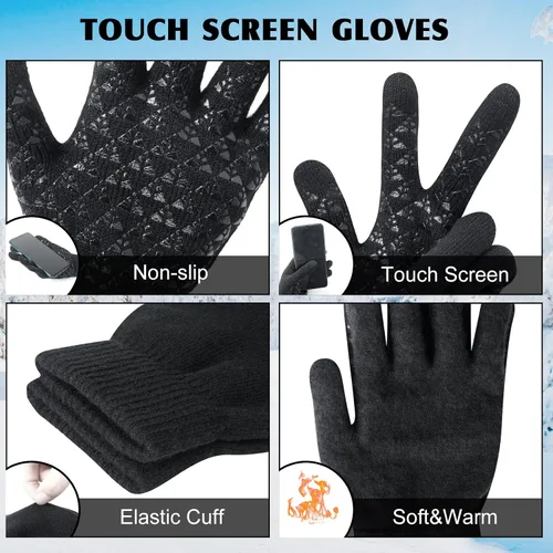 Miniatura 4 de Conjunto de bufanda y guantes de invierno con forro polar cálido para hombres y mujeres