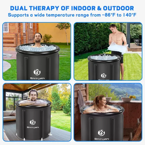 Miniatura 5 de B&Y Bañera de hielo, tina de inmersión fría para la recuperación de atletas, barril de hielo de múltiples capas, bañera inflable para baño de hielo