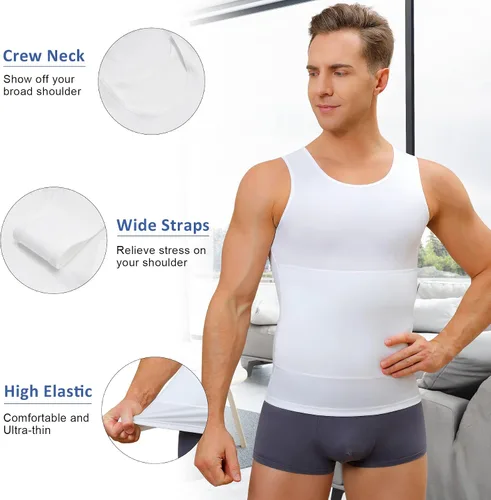 Miniatura 2 de Camiseta de compresión para hombre, adelgaza y moldea el cuerpo - chaleco de entrenamiento, camiseta de tirantes, para marcar abdominales, camisetas