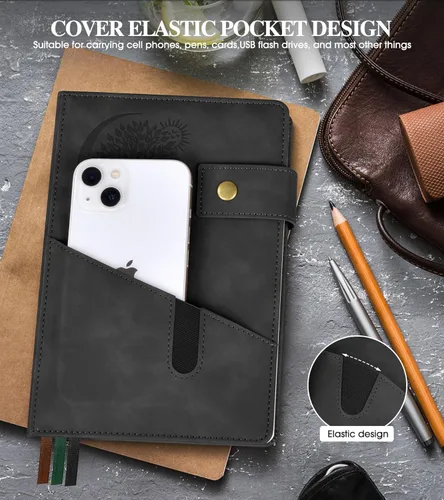 Miniatura 3 de PAIBAS Cuaderno en blanco, cuaderno de bocetos A5 de cuero de tapa dura con 200 páginas de papel grueso en blanco para hombres y mujeres, diario