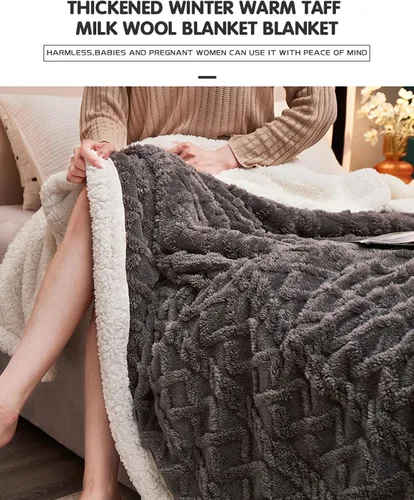Miniatura 3 de Manta Sherpa cálida para invierno, manta de sofá, manta ligera y cálida, súper suave y mullida, franela gruesa y reversible de terciopelo cálido