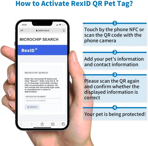 Miniatura 4 de RexID Kit de implante de microchip para mascotas de 0.049 in y 0.276 in junto con etiqueta de identificación inteligente para conectar al dueño