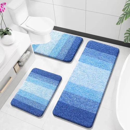 Miniatura 20 de OLANLY Juego de alfombras de baño de 3 piezas, alfombras de baño de microfibra suave y absorbente y alfombra de inodoro de contorno en forma de U