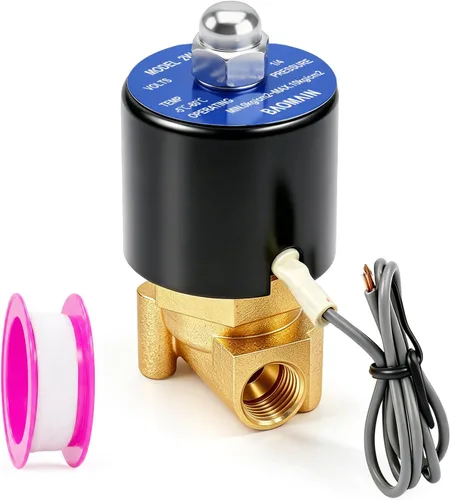 BAOMAIN Válvula solenoide eléctrica de latón de 1/4 pulgada, DC 12V normalmente cerrado (NC), válvula neumática de acción directa DN8 para agua aire