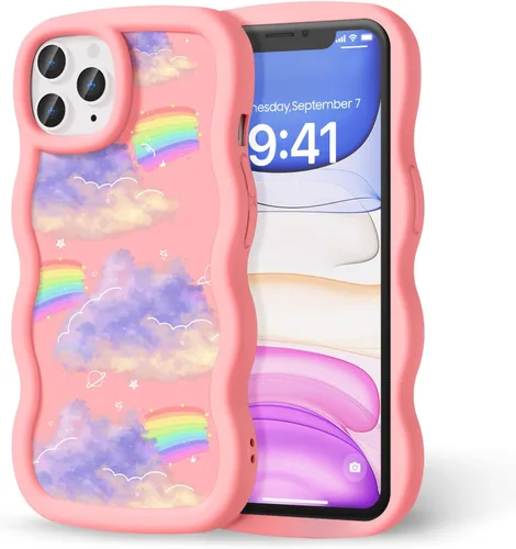 Miniatura 21 de Compatible con iPhone SE/8/7 Funda para Mujeres y Niñas, Marco Ondulado Rizado con Patrón Lindo, Estética Delgada Suave Silicona TPU Parachoques