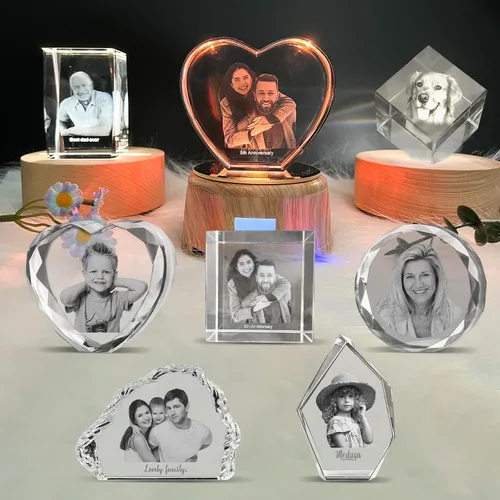 Miniatura 6 de Foto de cristal 3D, marco de fotos cuadrado personalizado de cristal, grabado personalizado con tu propia foto, regalo personalizado de aniversario