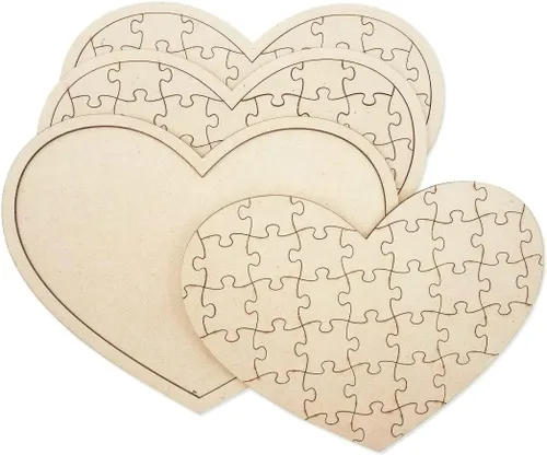 Miniatura 5 de Paquete de 3 rompecabezas de madera en blanco en forma de corazón de 11.2 x 8.4 pulgadas, tablero de rompecabezas de madera sin terminar, lienzo