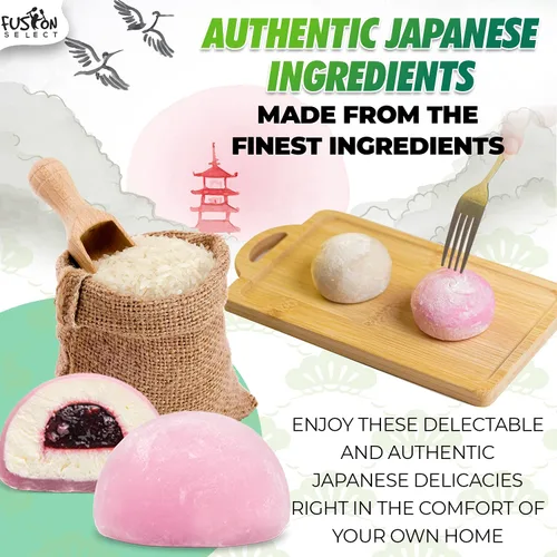 Miniatura 4 de Fusion Select Mochi Daifuku Snacks – Pasteles de arroz tradicionales japoneses con relleno – Postres dulces asiáticos saborizados para la familia