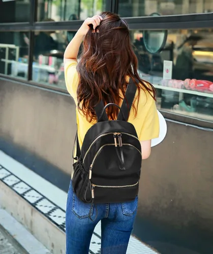 Miniatura 7 de Wraifa Mochila pequeña Oxford impermeable para mujer, mochila escolar para niñas, 111 Small Size Black, S