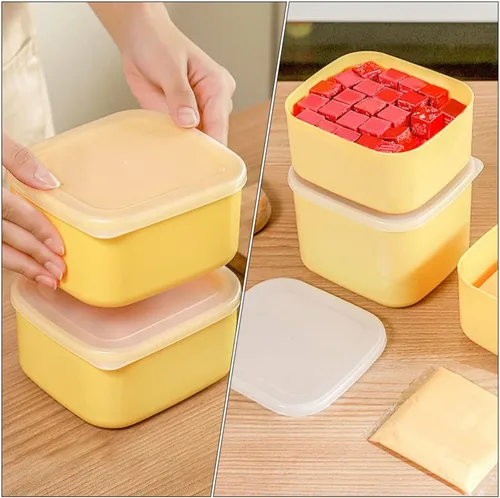 Miniatura 2 de CALLARON Mini recipiente de queso en rodajas para nevera, bloques de mantequilla, caja de almacenamiento de rebanadas de queso, plato de mantequilla