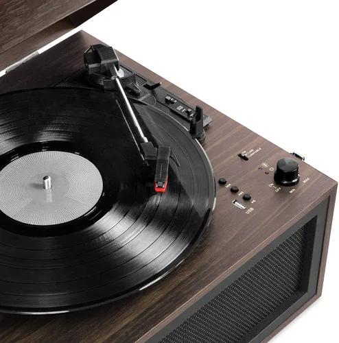 Miniatura 8 de Victrola Liberty – Reproductor de discos Bluetooth – Giradiscos 5-en-1 con transmisión de vinilos, radio FM, reproducción USB, altavoces integrados
