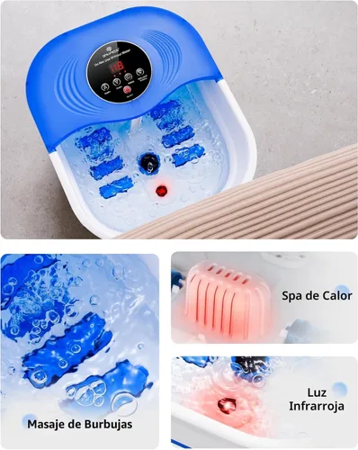 Miniatura 6 de SPA4PIEDS Masajeador de baño de pies con calor, chorros de burbujas, luz roja y temporizador, spa de pies de pedicura con control de temperatura