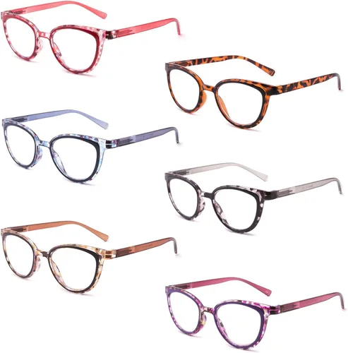Miniatura 9 de Paquete de 4 lentes de lectura con bloqueo de luz azul, para mujer con bisagras de resorte, antirreflejos, fatiga ocular UV, anteojos de computadora