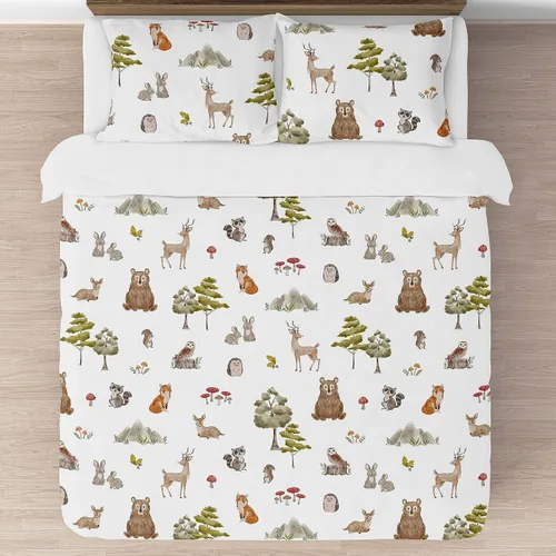 Miniatura 3 de Sweet Jojo Designs Juego de edredón de bosque forestal con animales para niños y niñas, unisex, tamaño Queen, edredón de tamaño completo para niños
