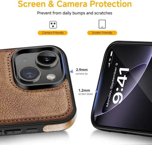 Miniatura 7 de Funda protectora de cuero de lujo con diseño único para iPhone 13 Mini, antideslizante, resistente a los arañazos, ultra delgada, funda protectora
