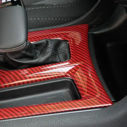 Miniatura 2 de crosselec Panel de cambio de marchas de control central de fibra de carbono Ajuste para Dodge Charger 2015+ (rojo)