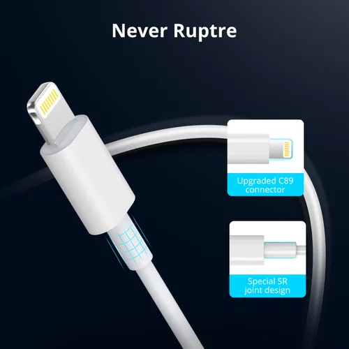 Miniatura 4 de JJCALL - Cable USB C a Lightning de 1 m [Certificado Apple MFi], cable de carga rápida para iPhone, USB-C, suministro de energía, cable de carga