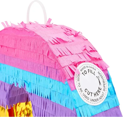 Miniatura 5 de BLUE PANDA Piñata arcoíris número 0 diseño de mariposa – 11.4 x 16.5 x 3 pulgadas, multicolor – Construcción de papel corrugado fácil de rellenar