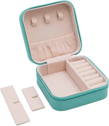 Miniatura 2 de TRODANCE Mini estuche de viaje para joyas pequeño organizador de joyas de viaje caja de joyería portátil mini organizador de almacenamiento portátil