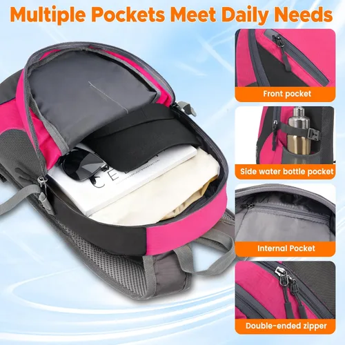 Miniatura 2 de sunhiker Pequeña mochila de senderismo para mujeres y hombres, 20L, ligera, mochila de viaje, mochila casual para ciclismo, acampar al aire libre