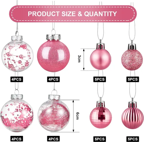 Miniatura 2 de BBTO Juego de adornos de esferas de Navidad con estrellas para árbol, adornos de árbol de plástico con estrellas transparentes para árbol, adorno