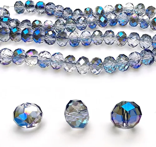 Miniatura 43 de Cuentas de vidrio Rondelle de 0.079 in para hacer joyas, cuentas espaciadoras de Briolette Crytal facetadas para pulseras, collares, aretes