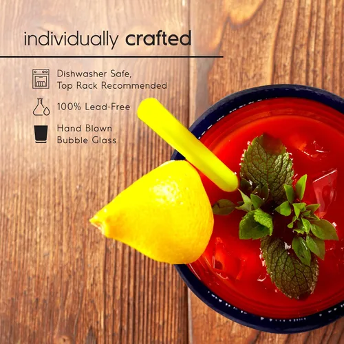Miniatura 4 de Copas de roca DOF con borde azul cobalto de 8 onzas (juego de 6), vidrio reciclado, sin plomo, sin toxinas (DOF Rocks)