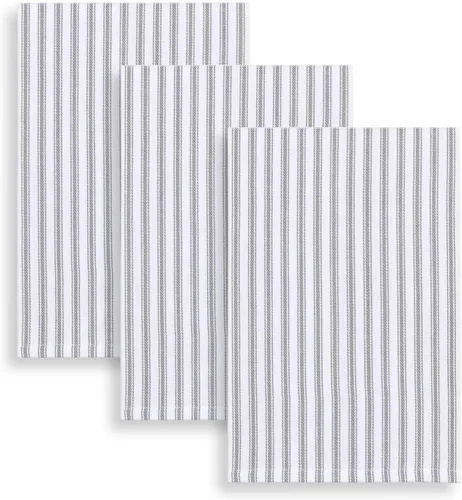 Juego de 3 toallas de cocina de aleación, color gris y blanco, 18 x 28 pulgadas