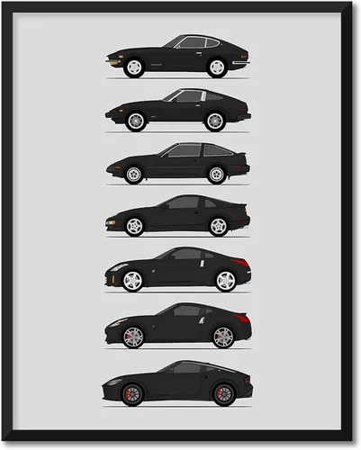 Miniatura 7 de Custom Car Posters Póster hecho a mano compatible con Nissan Z Car Generations (perfil lateral), decoración artística de Datsun Fairlady Z