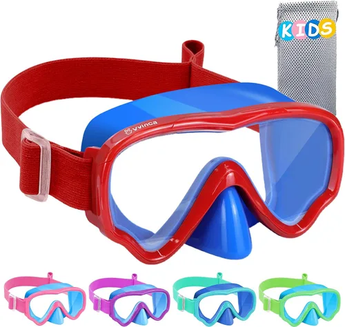 Vvinca Gafas de natación para niños con cubierta para la nariz, máscara de buceo, correa de tela antivaho anti roturas para niños de 3 a 15 años