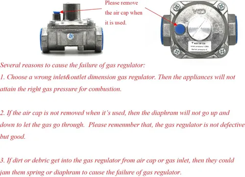 Miniatura 5 de Regulador de presión de gas natural con conexión de entrada y salida de rosca FNPT de 3/4", con presión de entrada máxima de 1/2 PSIG y rango