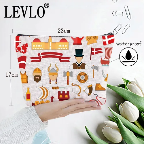 Miniatura 2 de LEVLO Dinamarca Travel Culture Gift Danish Theme Travel Pouch Bag Europe Dinamarca Monumentos Regalo Dinamarca Regalo de recuerdo, Denmark, Bolsa
