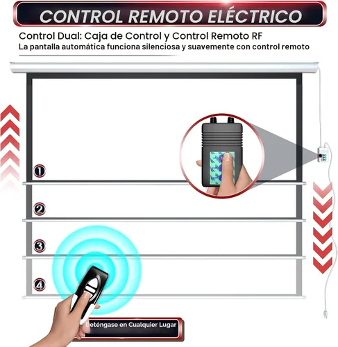 Miniatura 4 de Pantalla de proyector motorizada de 100 pulgadas, pantalla de películas para interiores y exteriores, pantalla de proyector eléctrica 16:9 de 100