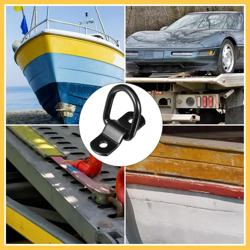 Miniatura 2 de Anclaje de amarre de anillo D de 1/4 pulgadas de diámetro, anillos en D, anillo de anclaje para remolque, camión, barco, RV, ATV, SUV, vehículos