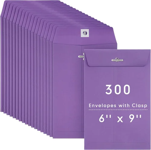 Miniatura 10 de 300 sobres Manilla de 6 x 9 pulgadas, cierre de papel kraft con cierre de cierres para almacenar correo, papel kraft de 28 libras para documentos