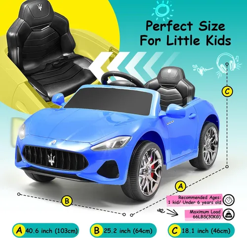 Miniatura 6 de Joywhale - Auto de juguete con licencia Maserati para niños de 12 V, vehículo eléctrico con batería, para edades 3-6, con control remoto de 2.4G